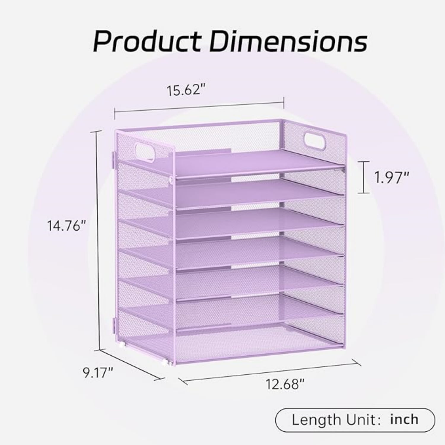 INTIGE 7 Tier Paper Organizer, Mesh Desktop File Holder with Handles for Office