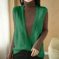 thumbnail image 2 of IWRICH Womens Deep V Neck Sweater Vest Casual Knitted Tank Tops Sleeveless Sweater Ribbed Pullover Knitwear Green L, 2 of 4