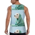 thumbnail image 3 of Easygdp Dog Wrapped in Towel Men's Tank Top, Sleeveless Muscle T Shirts, Breathable, Quick-Dry, Loose for Gym, Running, Fitness - Medium, 3 of 9