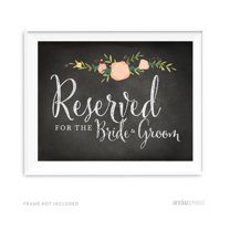 Reserved For The Bride & Groom Chalkboard & Floral Roses Wedding Party Signs