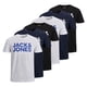 thumbnail image 1 of Jack & Jones Camiseta para Hombre, Pack de 6 - JJECORP LOGO TEE O-NECK, estampado con logo, algodón Negro/Blanco/Azul Marino M (Medium), 1 of 4