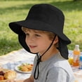 thumbnail image 2 of Byoo Toddler Boy Neck Flap Sun Protection Bucket Hat Wide Curved Brim Adjustable Fishing Camping Caps, 2 of 4