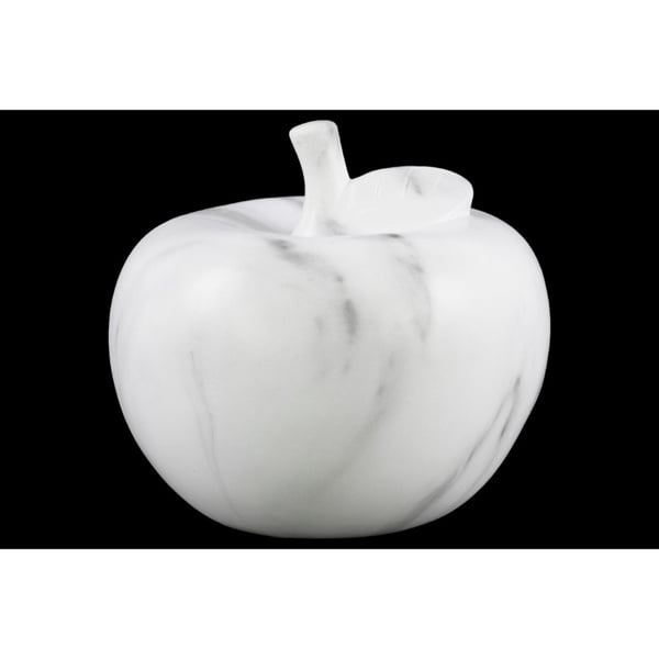 Figurine de Pomme Marbrée en Céramique, Grande, Blanche