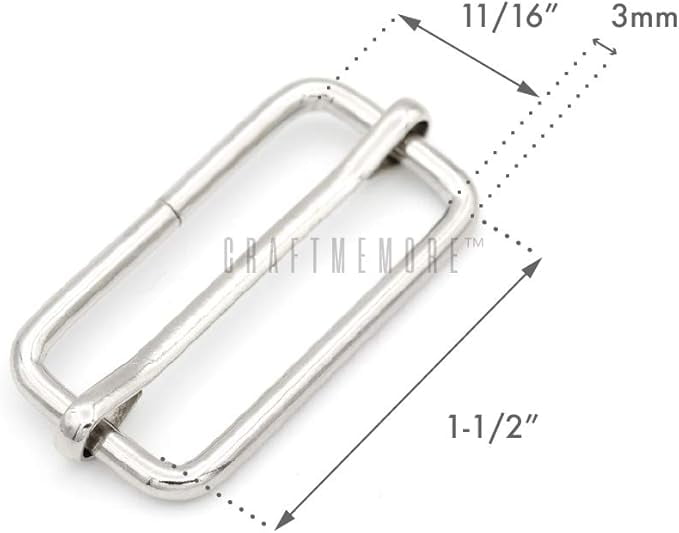 Triglide Slider 1 1/4", 1 1/2" Belt Keeper Movable Bar Slider Strap Adjuster Rectangle Strap Keeper Purse Making (1-1/4" x 100 pcs, Gunmetal)