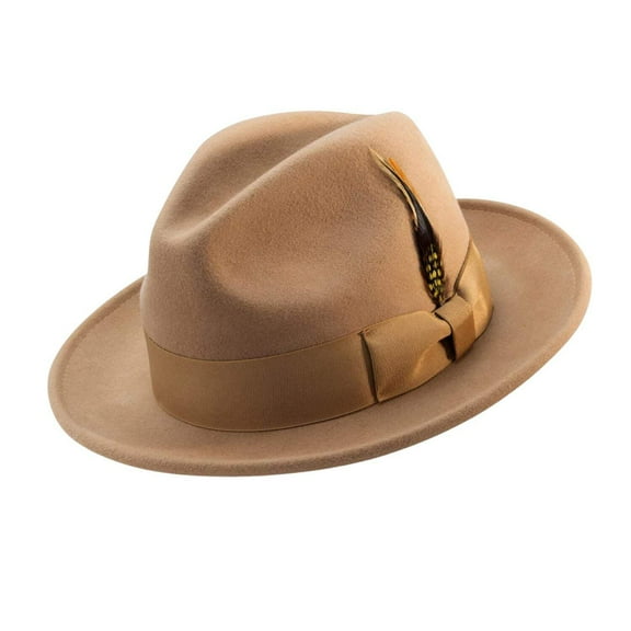 Montique Tan Lightfelt 2 ВЅ Inch Wide Brim Wool Felt Pinch Hat H-60