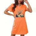 thumbnail image 1 of Sakmal Robe de Nuit Ample Moomoo pour Femmes, Respirante comme un Nuage, de Noël, Orange, Tenue d'Intérieur, Col Rond, Imprimé Renne, Courte, Manches Courtes, Robes de Nuit P-2TG, 1 of 4