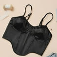 thumbnail image 6 of Women's Sexy Satin Bustier Boned Spaghetti Straps Corset Sleeveless Slim Crop Top Night Party Going Out Outfits, 6 of 7