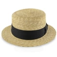 thumbnail image 2 of Voyage - Walrus Hats Natural Straw Boater Lightweight Summer Skimmer Hat with Flat Crown, Ribbon Band, and Cotton Sweatband – H7006, 2 of 6