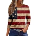 thumbnail image 3 of Conairie Women Patriotic T Shirts 3/4 Sleeve Crew Neck Loose 4th of July Shirt With American Falg Print Summer Trendy Casual Tops Red XXL, 3 of 7