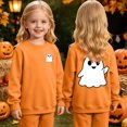 thumbnail image 2 of CAICJ98 Toddler Halloween Sweatshirt Spooky Season Shirt Kids Long Sleeve Pumpkin Ghost Pullover Fall Tops Boys Girls Halloween Sweatshirt (Orange,3-4 Years), 2 of 9