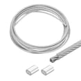 thumbnail image 1 of Uxcell Cable de alambre de 16 pies de acero inoxidable 304 recubierto de vinilo con 2 piezas de fundas de aluminio transparentes, 1 of 7