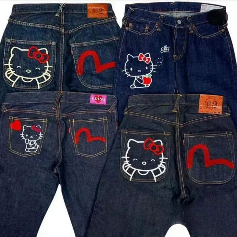 Evisu Hello Kitty Printed Polyester Jeans (Women's XL Evisu Hello Kitty Printed Polyester Jeans (Women's XL