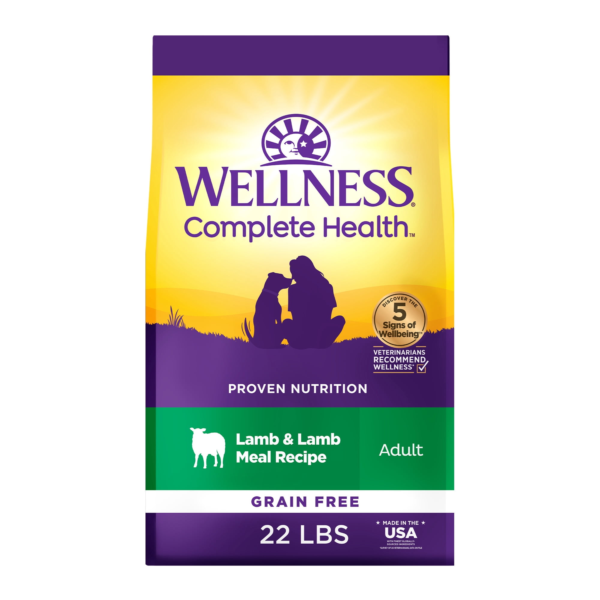 Wellness Complete Health Dry Dog Food, Grain Free, Natural, Lamb Recipe, (22-Pound Bag)