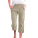 thumbnail image 1 of Pantalones 7/8 de mujer en color liso y mezcla de lino: pantalones informales de corte holgado con bolsillos, tejido transpirable y estilo versátil para el uso diario., 1 of 4