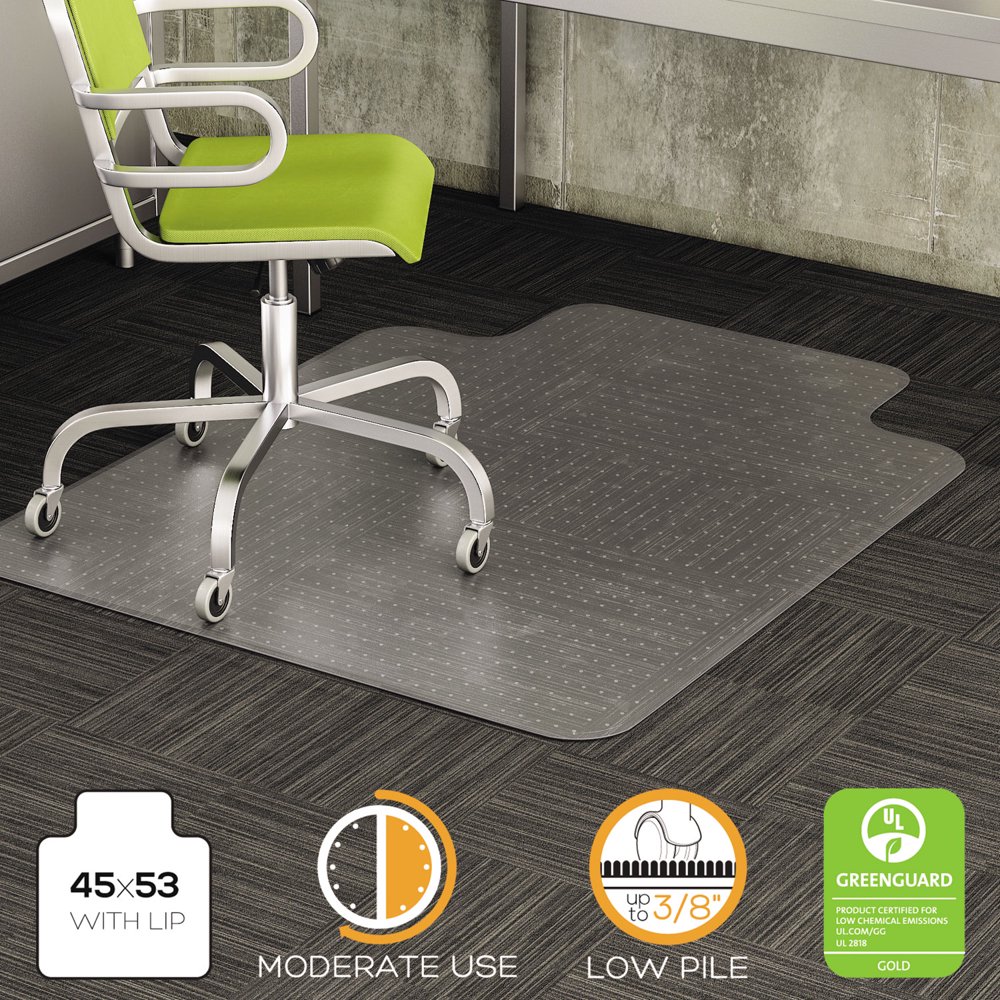 Deflecto DuraMat 45 x 53 Chair Mat for Low Pile Carpet, Rectangular