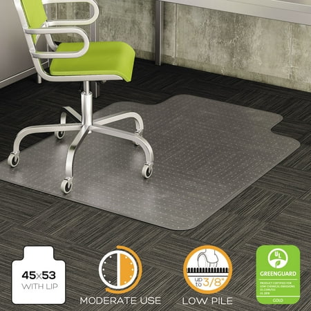 Deflecto DuraMat 45 x 53 Chair Mat for Low Pile Carpet, Rectangular with Lip