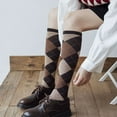 thumbnail image 5 of Aellinatey Women Knee High Socks College Vintage Multicolor Argyle Plaid Print Stockings, 5 of 20
