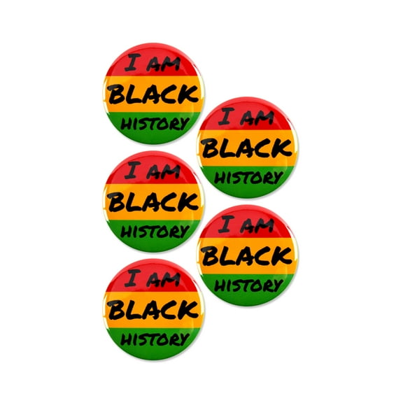 5 Pack - I Am Black History Pinback Button Badges - 2.25 Inch Round