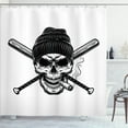 thumbnail image 1 of Ambesonne Skull Smoking Shower Curtain, Skeleton Head Beanie, 69"Wx84"L, White Charcoal Grey, 1 of 3