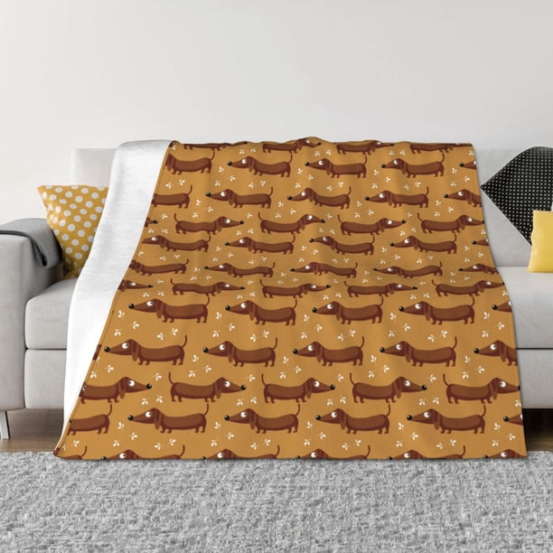 Fotbe Dachshund Dog Puppy Manta de Franela con Estampado, Manta Ultrasuave para Cama, Sofá, Auto, Hipoalergénica y Antibolitas-50"x40"