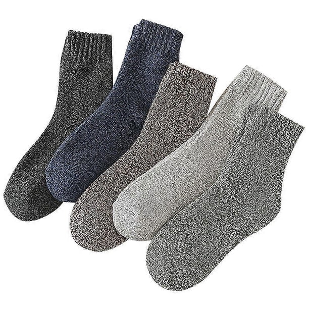 Men's Warm Socks, 5 Pairs Thick Winter Thermal Wool Socks with Soft Sponge Sole, Breathable and Anti-perspiration for Hiking Running Skating, Size 37-