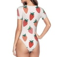 thumbnail image 3 of Uemuo Hand Drawn Strawberry Pattern Women's One Piece Short Sleeve Swimsuit Rash Guard Surfing Modest Quick-drying Swimsuit Beach Essentials-XX-Large, 3 of 9
