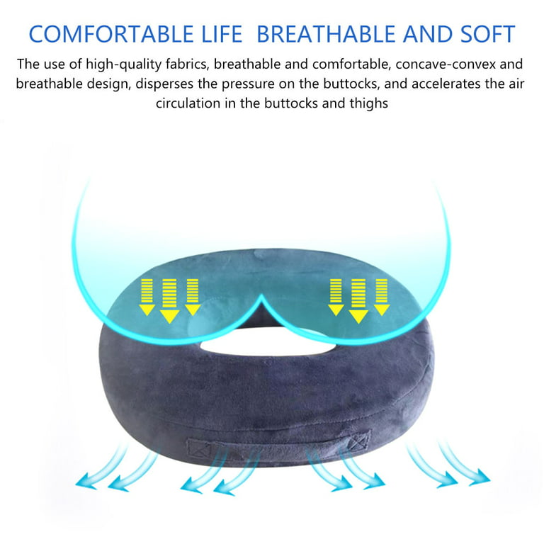 Thren Cushion Round Comfortable Breathable Memory Cotton for Postpartum Anti-Decubitus Seat Cushion for Postpartum Hemorrhoids, Blue