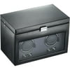 WOLF 270402 Heritage Compact Electric Double Watch Winder Case with Cover, Black