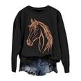 thumbnail image 6 of Long Sleeve Shirts for Women Hemlock Horse Print Sweatshirts for Women Riding Horse Lover Long Sleeve Crew Neck Pullover Tops Casual Loose Shirts Sweatshirt, 6 of 7