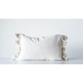 thumbnail image 3 of Creative Co-Op Woven Cotton Slub Lumbar Pillow with Tassels, Cream, 3 of 8