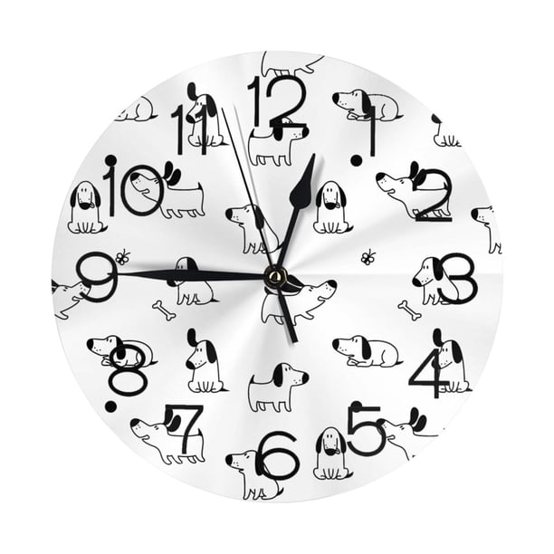 Reloj de pared de raza pura Jack Russell Terrier en varias poses - Reloj de pared silencioso que no hace tictac de 10 pulgadas - Estilo rústico retro decorativo para sala de estar, cocina, hogar,