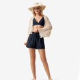 thumbnail image 4 of Women'S Linen Shorts Casual Summer Shorts High Waisted Comfy Pull on Shorts with Pockets Navy Blue S, 4 of 7