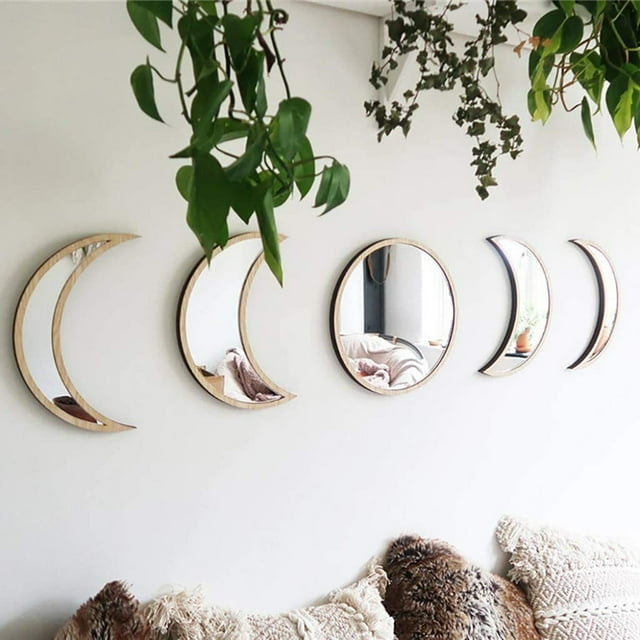 Juego De Espejos De Fase Lunar De 5 Piezas, Espejo Lunar De Fase Acrílica De Decoración, Decoración De Pared Para El Hogar, Sala De Estar, Dormitorio