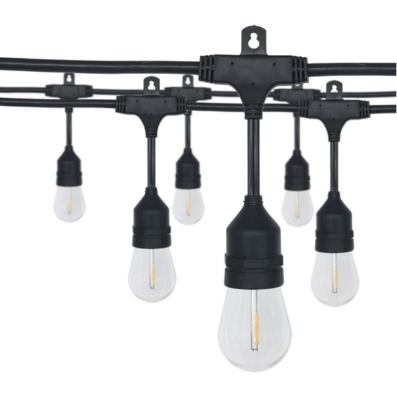 Honeywell 48 ft. Outdoor String Lights, Warm White Commercial Grade LED Patio Lights, 15 Bulbs