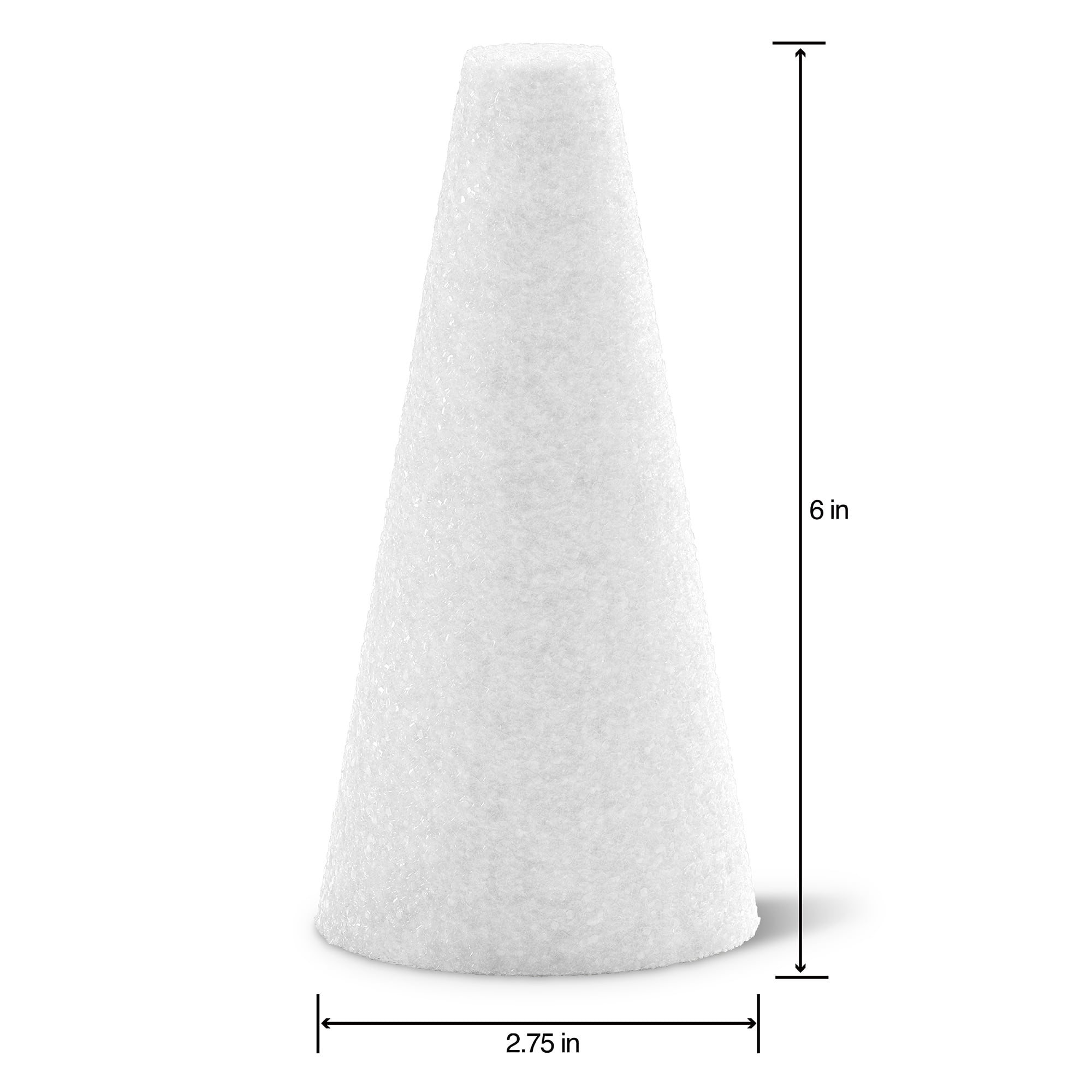 Floracraft White 2.75" x 6"  CraftFōM Cone - Decorative Foam for DIY Decoration, Weddings, Birthdays, and Parties - Bulk 36 Pack