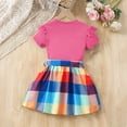 thumbnail image 4 of ITSAME Girls Summer Outfits 2-Piece Ruffled Short Sleeve Top and Plaid Print Skirt Kids Fashion Casual Set Hot Pink Size 5-6Y, 4 of 8