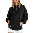 thumbnail image 2 of Ashirexll Winter Tops Womens Long Sleeve Casual Personalized Hoodie with Zipper and Arm Pocket Fashion Zip Up Top, 2 of 5