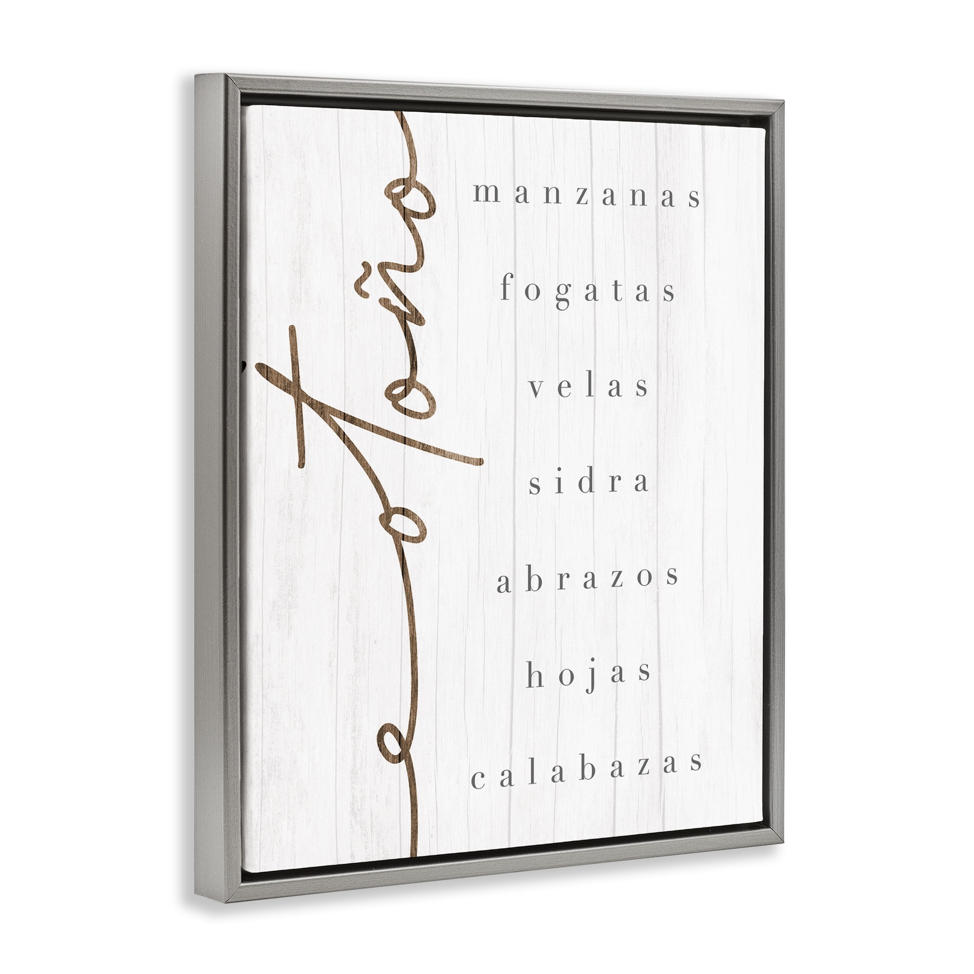 Stupell Industries Esencia del Otoño Holiday Painting Gray Floater Framed Art Print Wall Art, 17 x 21
