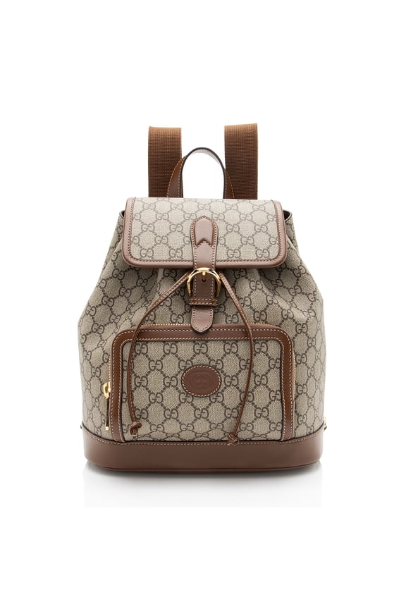 Pre-Owned Gucci GG Supreme Interlocking G Drawstring Buckle Backpack