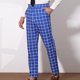thumbnail image 1 of Puntoco Pantalones de traje casuales con botones y bolsillos y estampado de cuadros rectos para hombre, 1 of 6