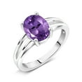 thumbnail image 2 of Gem Stone King 1.60 Ct Oval Purple Amethyst 925 Sterling Silver Solitaire Engagement Ring, 2 of 4