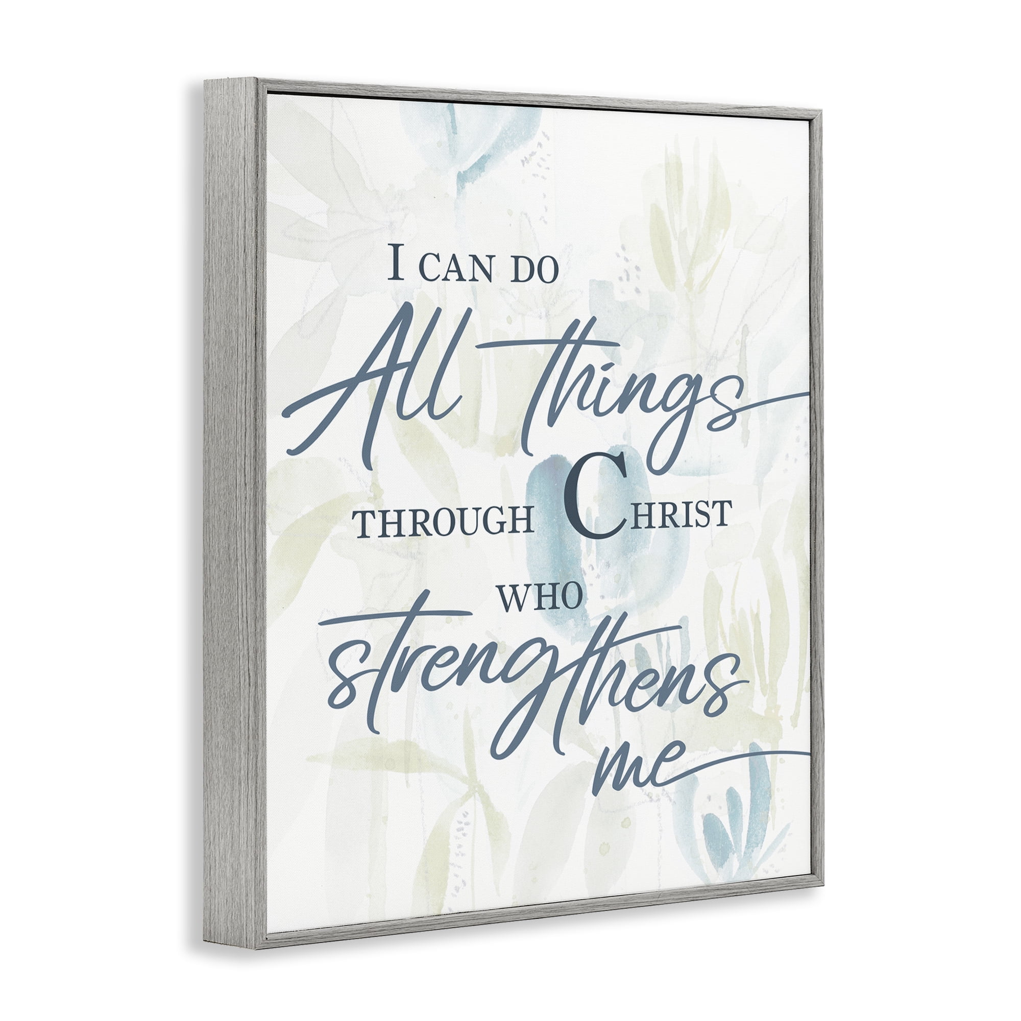 Stupell Industries All Things Through Christ Gray Framed Giclee Art, design by Krinlox