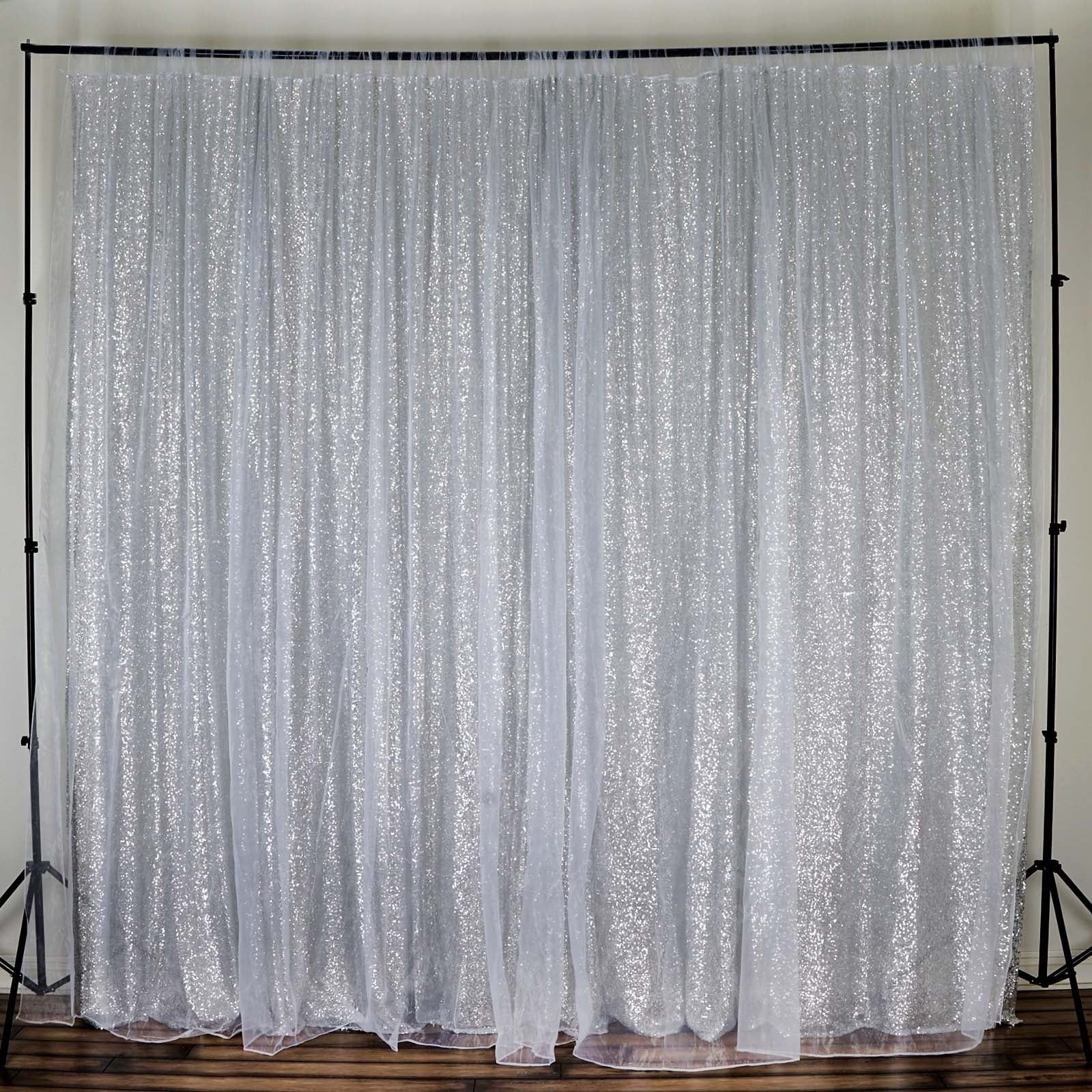 Efavormart 20ft x 10ft Silver Sequins Backdrop Curtain Photography