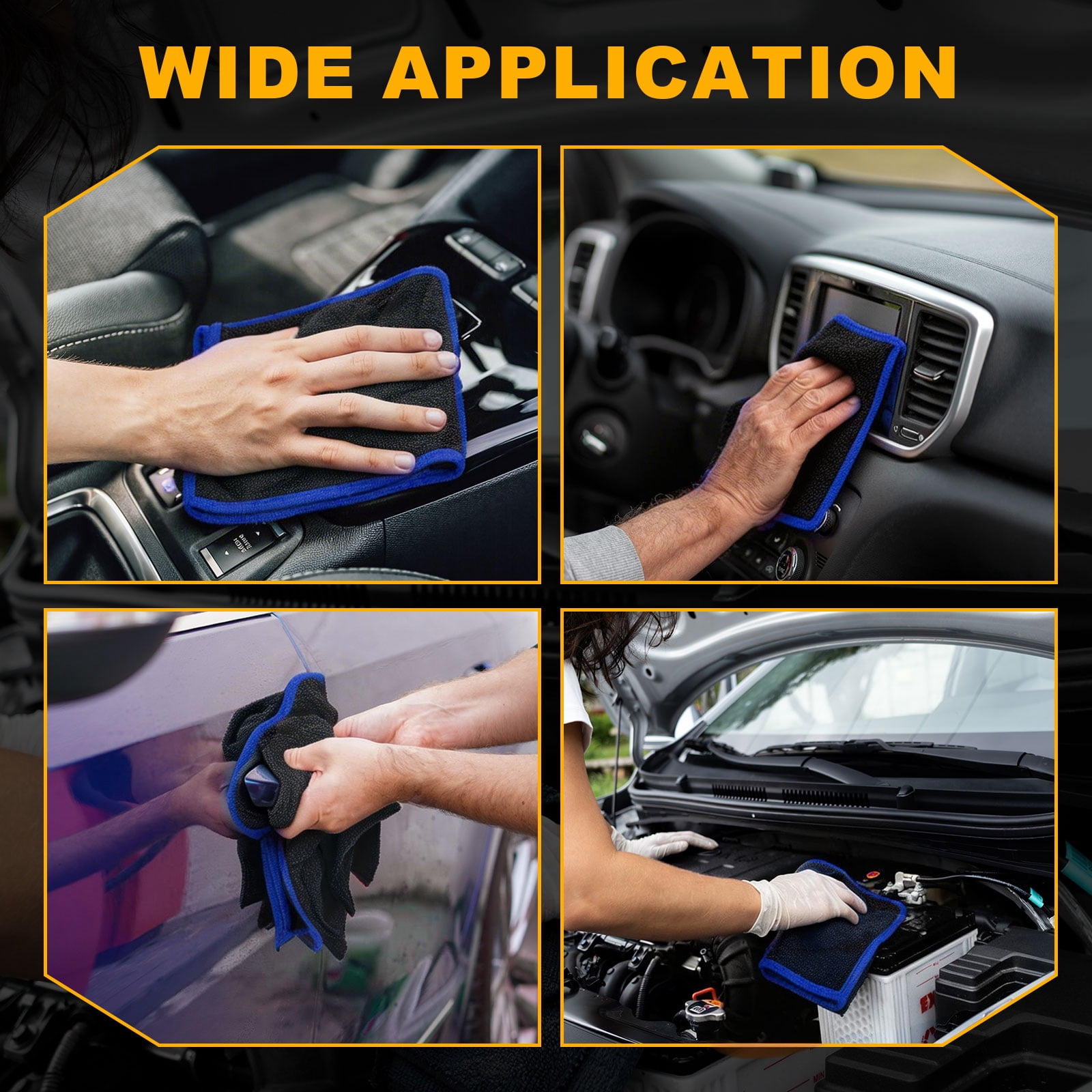 Uxcell 2 Pcs Car Microfiber Towels 23.62 x 35.43 Inch Ultra Absorbent Microfiber Towel Care Polishing Detailing Waxing Cloths Single Layer for Car Kitchen Window, Grey/Blue(600GSM)