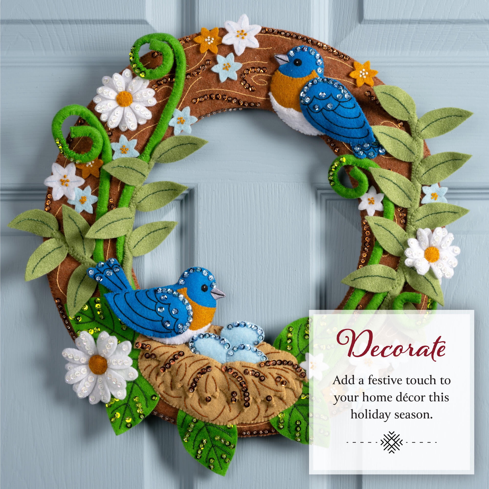 Bucilla Bless This Nest Felt Applique Wreath Kit, 15 x 15 in