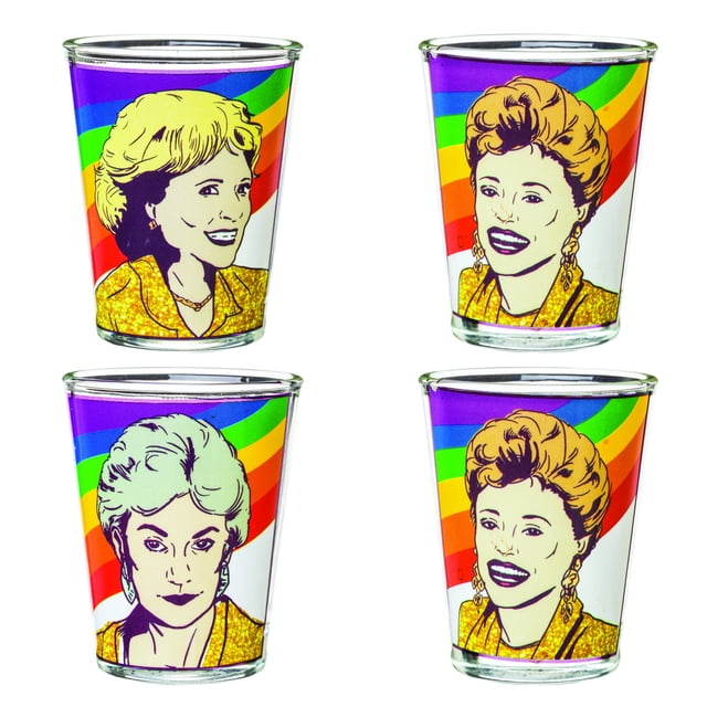 Juego de minivasos Silver Buffalo Golden Girls Rainbow Grid, paquete de 4