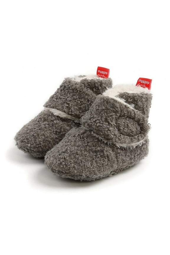 Infant Baby Boys Girls Cozy Fleece Booties Stay on Slippers Non Slip Soft Gripper Sock Shoes Toddler First Walker Newborn Crib Birthday Shower Gift