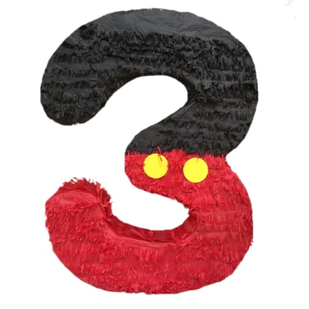 APINATA4U Black & Red Number Three Piñata 20" Tall