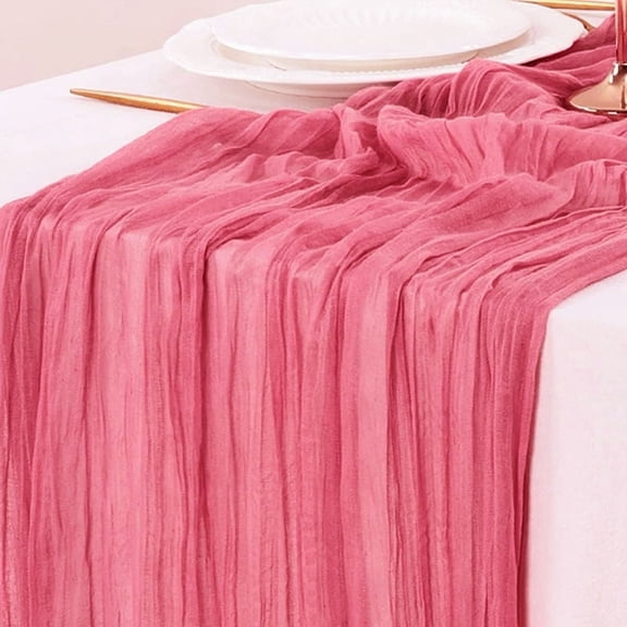 suxuMhao Pleated Table Runner,90×180cm Dark Pink Gauze Table Runner,1 Piece Wedding Table Runner,Durable Polyester Table Runner for Party,Elegant Table Runner for Dining&Home Gatherings
