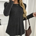 thumbnail image 6 of Miluxas Womens Tops Crewneck Puff Long Sleeve Shirts Dressy Ribbed Knit Tunics Elegant Pullover Sweaters Black XXL(XXL), 6 of 7